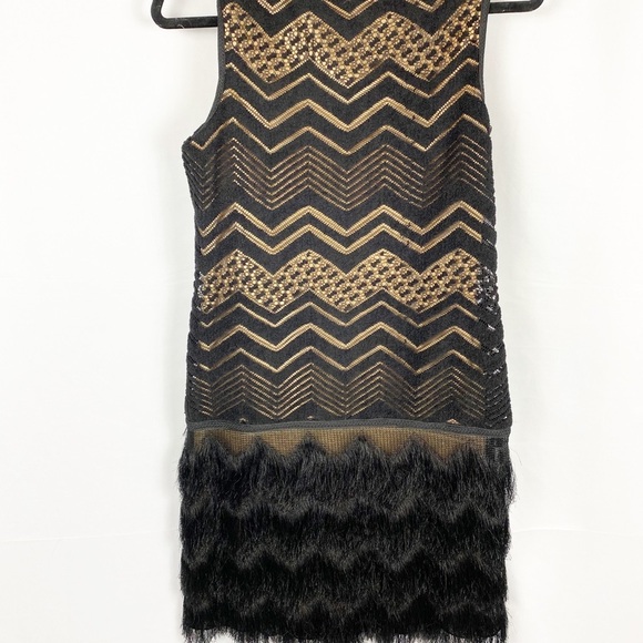 MAX STUDIO Black & Beige ZigZag Fringe Dress - Picture 5 of 5